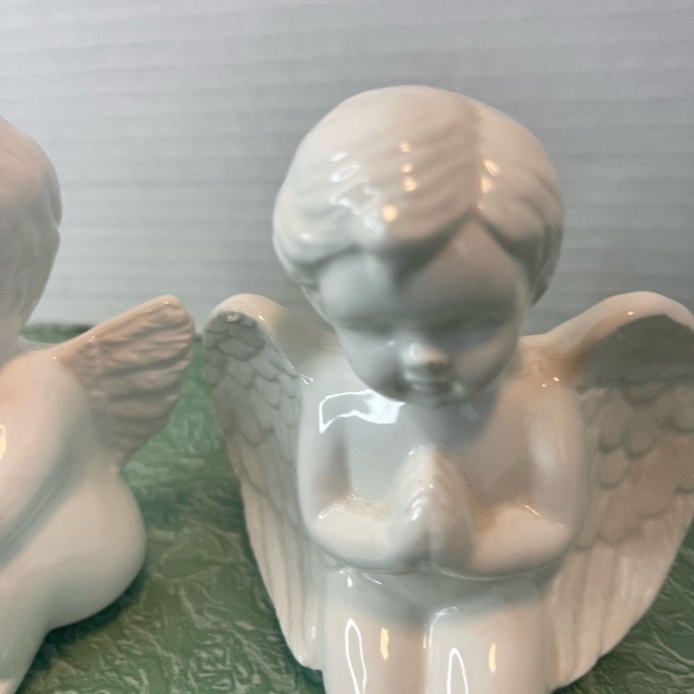 Vintage Malco Angel Cherubs Set Of 2 Figurines Mantle Holiday - Picture 6 of 8